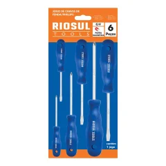 Jogo de Chave de Fenda/Phillips 6 Peças - RioSul Jogo de Chave de Fenda/Phillips 6 Peças - RioSul