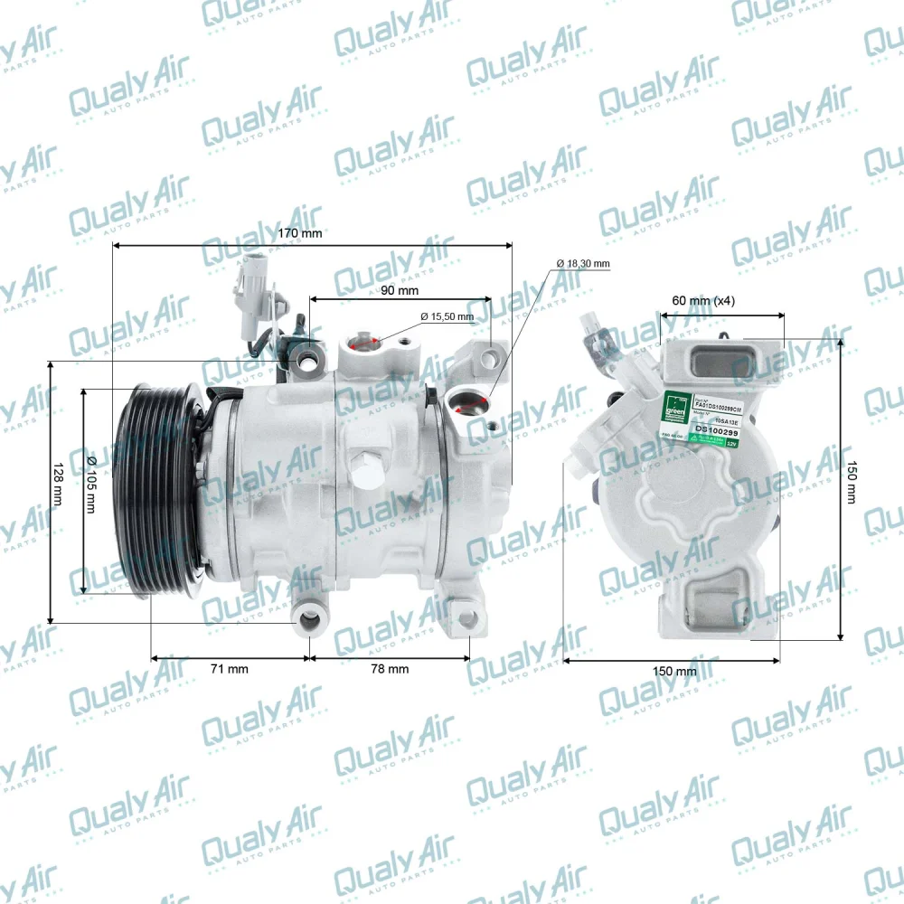 Compressor de Ac P/ Toyota Yaris 2018 a 2021 10Sre11C(Green) | Qualy Air