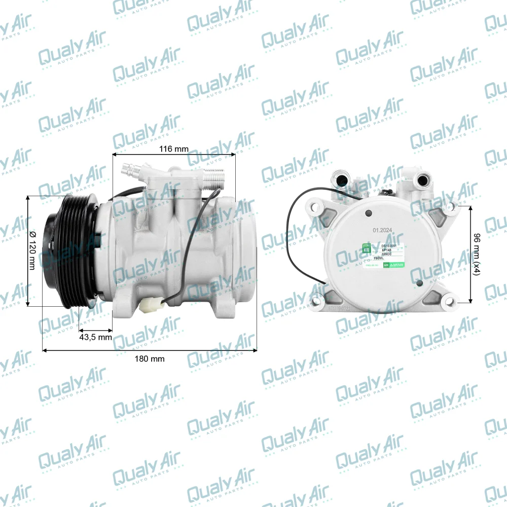 Compressor de Ac Universal 6P148 6Pk 12V 8 Fixações (Green