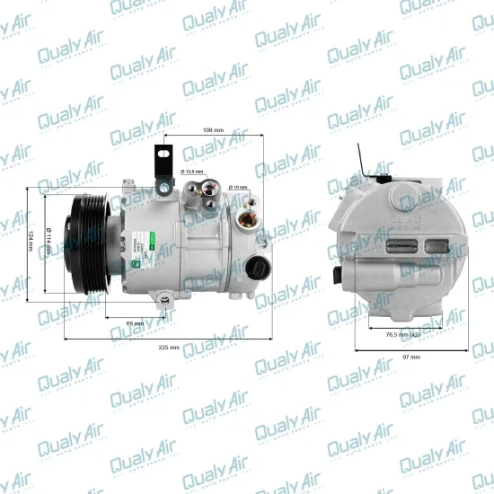 Compressor AC DVE16 12V p/ Creta, Tucson... 2.0 2017 a 2019