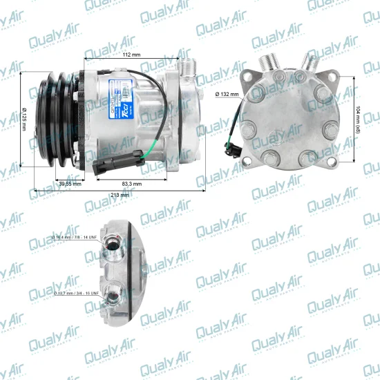 Compressor AC Mod Sanden 7H15 2V 8Fix Vert 8/10 24V (TCCI)
