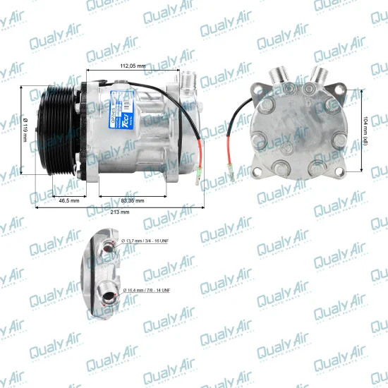 Compressor de AC 7H15 12V 8PK 8Fix Vert 8/10 12V (TCCI)