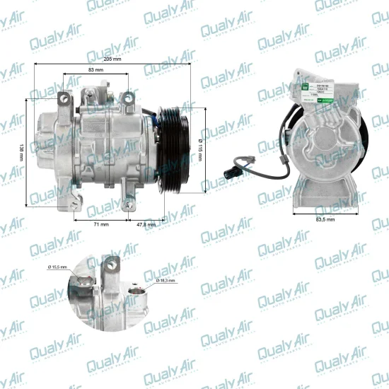 Compressor AC p/ Honda City, Fit 1.4/1.5 2014 a 2019 (GREEN)