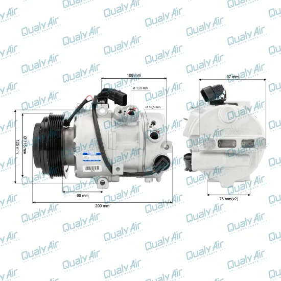 Compressor AC p/ IX35 2010 a 15; Sportage 2013 a 17 (DOOWON)