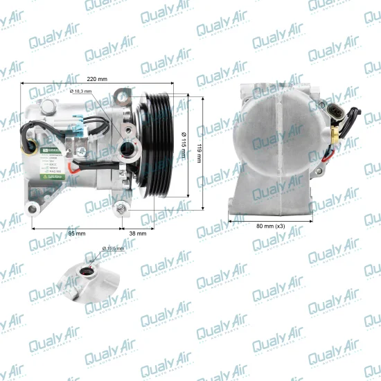 Compressor AC p/ Strada 2005 a 20, Uno, Palio 10 a 16..GREEN