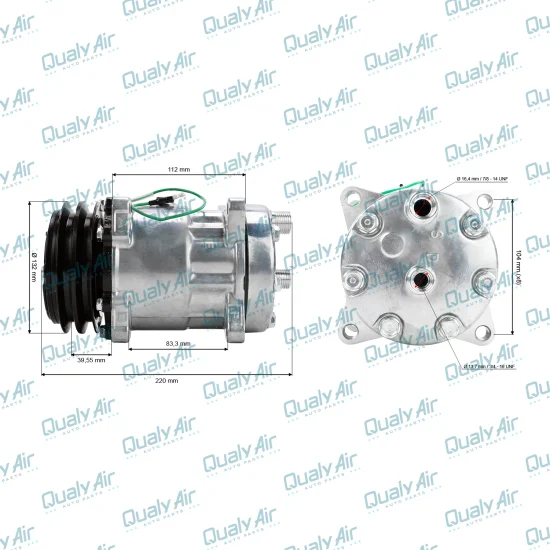 Compressor AC Universal 7H15 2V Horizontal 8 Fix 24V (TYRW)