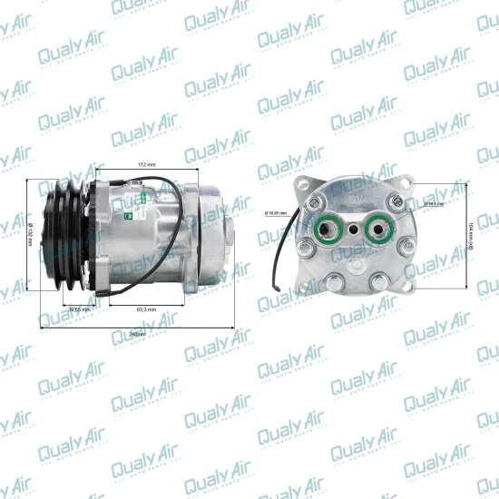 Compressor de AC GREEN 7H15 2V Polia 132mm 12V 8Fix Flex