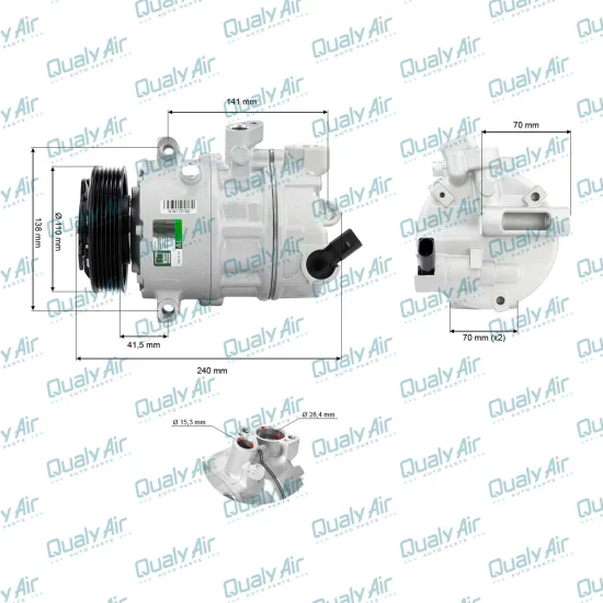Compressor de AC p/ Audi A3 2014 a 22, Golf 2003 a 2022...