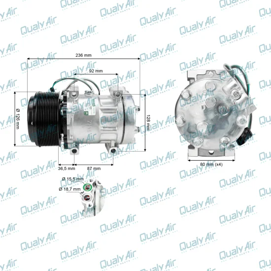 Compressor de AC p/ Caterpillar 320D, 323D, 324E, 329E..GRN