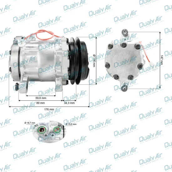 Compressor de AC p/ Escavadeira Zx30U, 27D, 35D, Pc30Mr...(GRN)