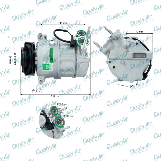 Compressor de AC p/ Jaguar Xf, Xj, Xk; Land Rover... (GREEN)