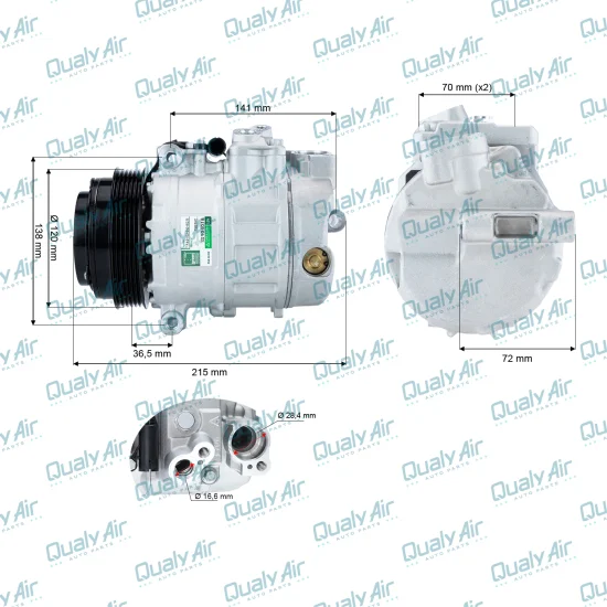 Compressor de AC p/ Mercedes-Benz C280, C320 2001 a 05 (GRN)