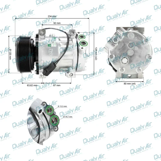 Compressor de AC p/ Retroescavadeira 1Cx, 2Cx, 3Cx, 4Cx...(GRN)