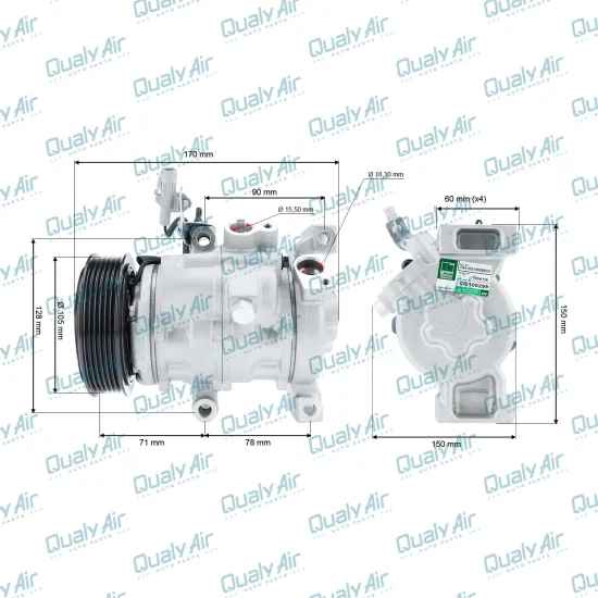 Compressor de AC p/ Toyota Yaris 2018 a 2021 10SRE11C(GREEN)