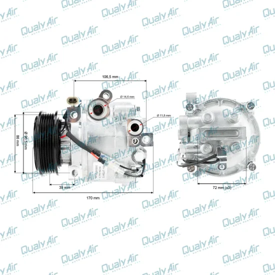 Compressor de AC p/ Tracker 2017 a 2020 Modelo QS90 (GREEN)