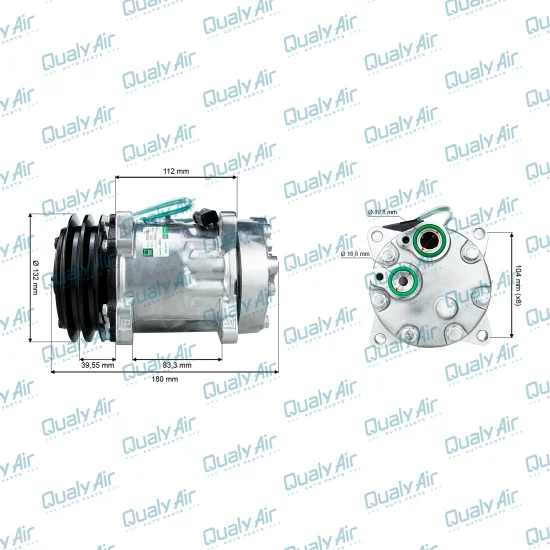 Compressor de AC p/ Volvo Ec120D, Ecr145E, Ew140D...(GREEN)