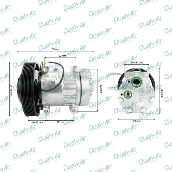 Compressor p/ Volvo FH, FM 19 a 23 7H15 Polia 180mm (Radial)