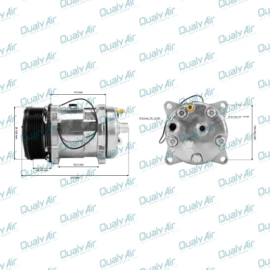 Compressor de AC Universal 5H14 12V 8PK 8Fix Horizontal 8/10