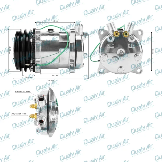 Compressor de AC Universal 5H14 2V 24V 8Fix Vertical 8/10