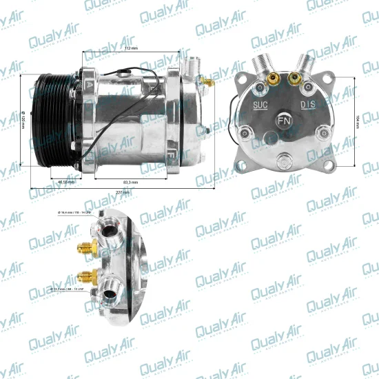 Compressor de AC Universal 5H14 8PK 12V 8Fix Vertical 8/10