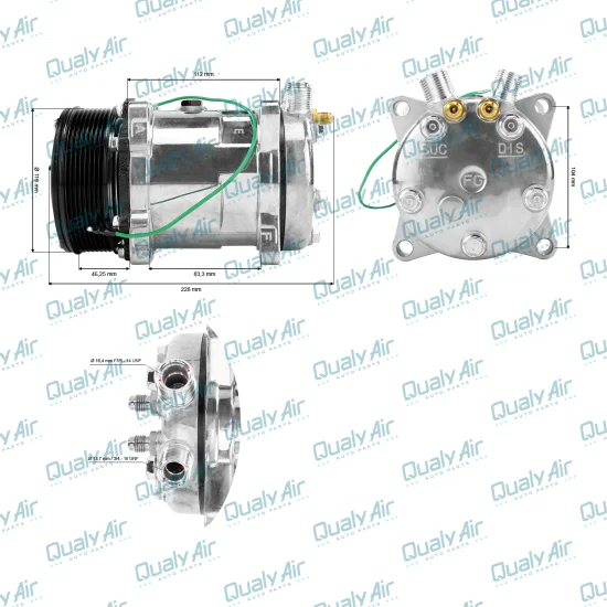 Compressor de AC Universal 5H14 8PK 24V 8Fix Vertical 8/10