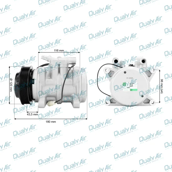 Compressor de AC Universal 6P148 6PK 12V 8 Fixações (GREEN)