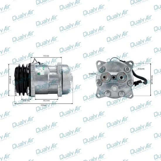 Compressor de AC Universal 7H15 125mm 2V 12V Flex 8 Fix(GRN)