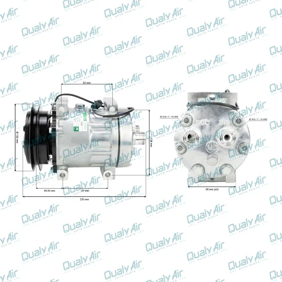 Compressor de AC Universal 7H15 1A 12V 4Fix Hrz (GREEN)