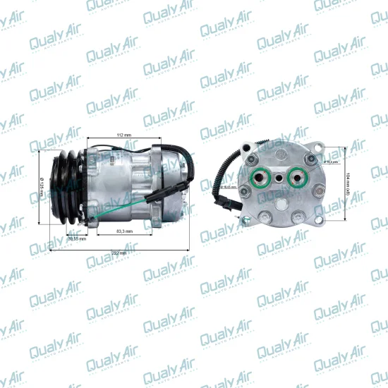 Compressor de AC Universal 7H15 2V 12V 8 Fixações (OEM)