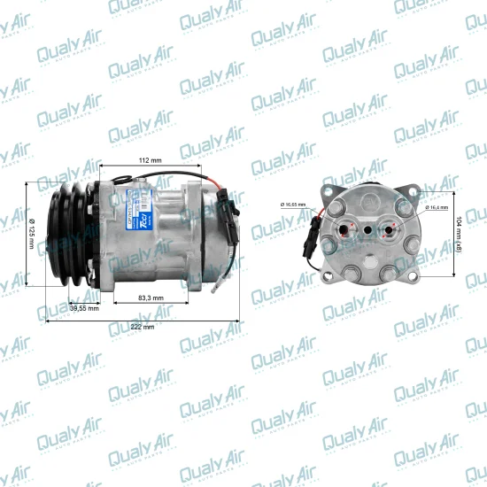 Compressor de AC Universal 7H15 2V 12V 8Fix Flex (OEM TCCI)