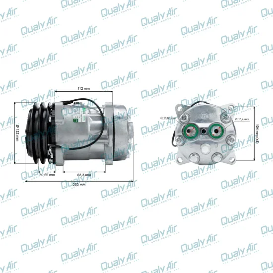 Compressor de AC Universal 7H15 2V 24V Flex 8 Fixações (GRN)