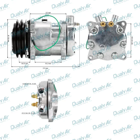 Compressor de AC Universal 7H15 2V 24V Vertical 8/10 8 Fix