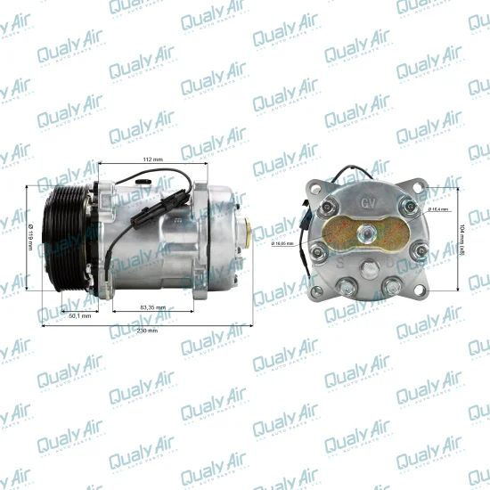 Compressor de AC Universal 7H15 8PK 12V Flex 8 Fix (TYRW)