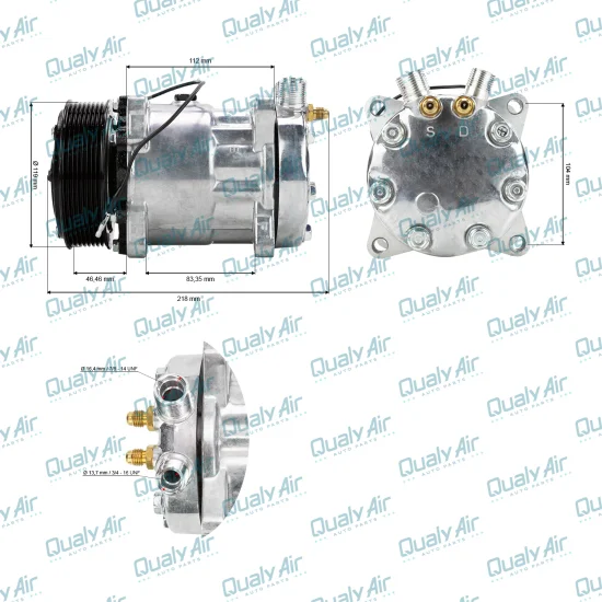 Compressor de AC Universal 7H15 8PK Vertical 8 Fix 12V