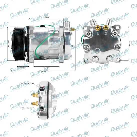 Compressor de AC Universal 7H15 8PK Vertical 8 Fix 24V(TYRW)