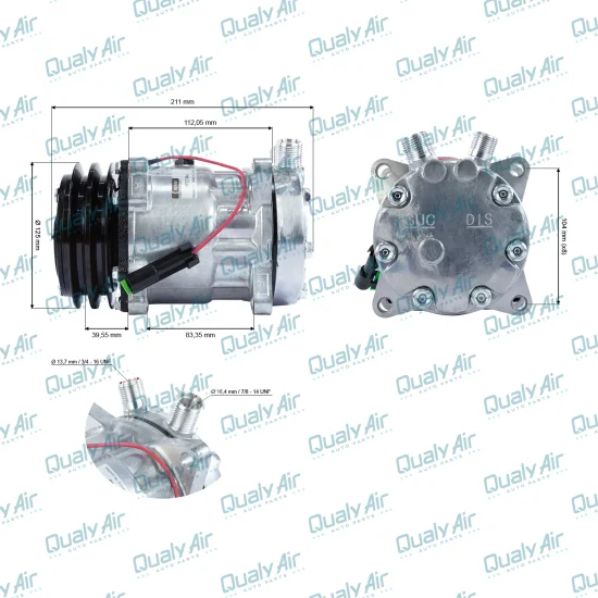 Compressor de AC Universal Denso 7H15 2V 12V 8 Fixações(OEM)