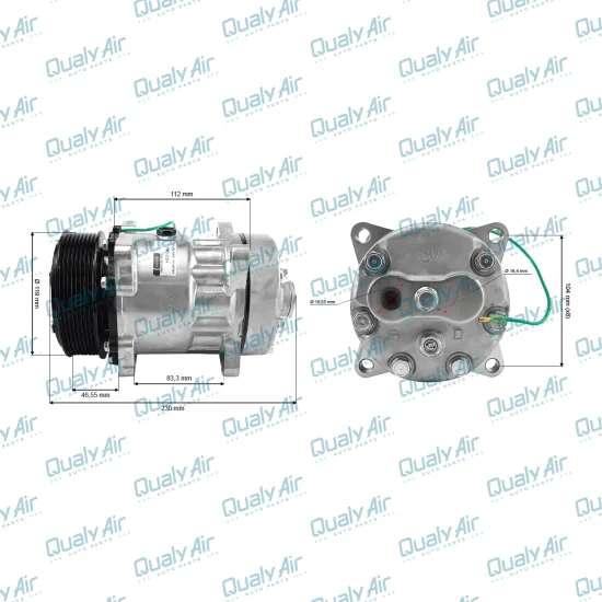 Compressor de AC Universal Denso 7H15 8PK 24V Flex 8Fix -OEM