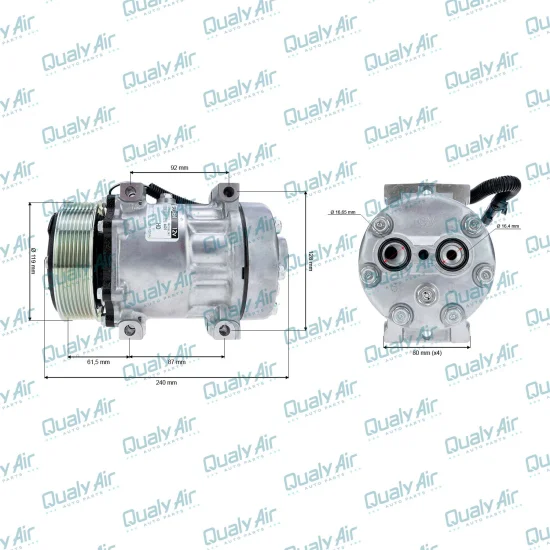 Compressor de AC Universal Sanden 7H15 8PK 12V Flex 4Fix OEM