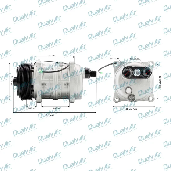Compressor de AC Universal Seltec TM16 8PK 8Fix 12V Hrz 8/10