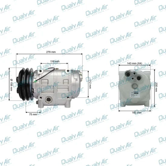 Compressor de AC Universal St TM31 2A Saida Horizontal - 24V