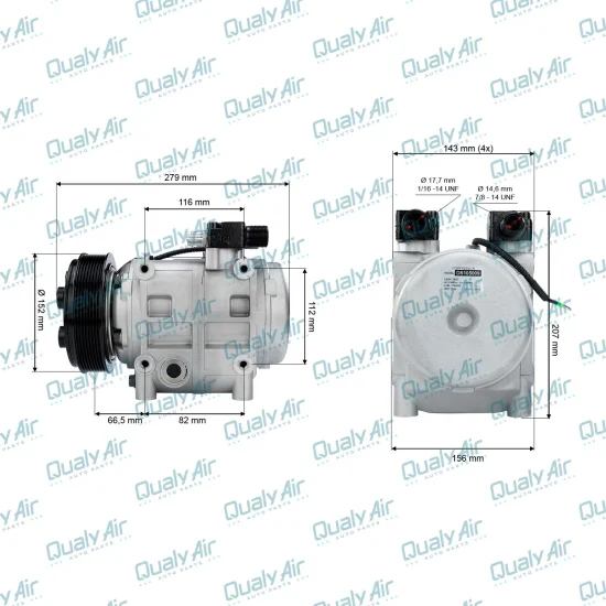 Compressor de AC Universal TM31 8PK 24V 4 Fixações Vertical