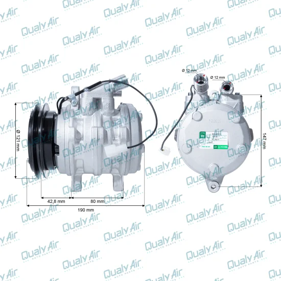 Compressor de Ar Universal 10P08 1V 12V 3 Fixações (GREEN)