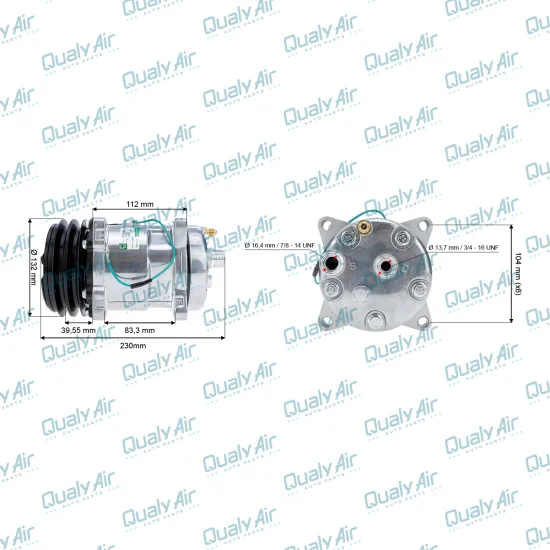 Compressor de Ar Universal 5H14 2V 24V 8 Fixações (GREEN)