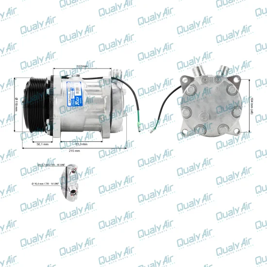 Compressor Mod Sanden 7H15 8PK 8Fix Vertical 8/10 24V (TCCI)