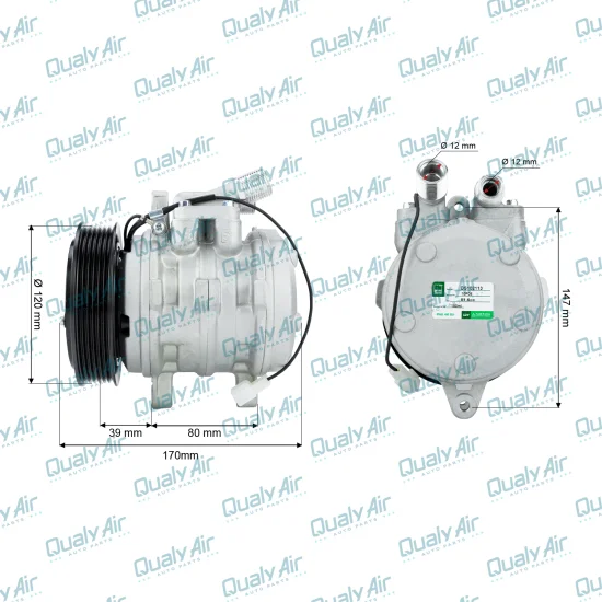 Compressor p/ Gol 1995 a 2014, Parati 1999 a 05, Uno 00 a 09