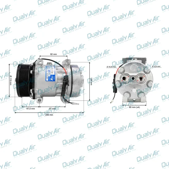 Compressor Sanden de AC Universal 7H15 8PK 12V Flex 4 Fix. (TCCI)