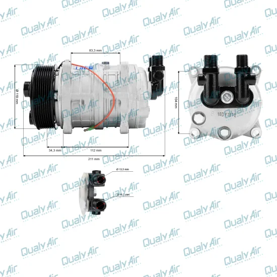 Compressor Universal AC TM16 8PK 12V 8Fix Vert 8/10 (TCCI)