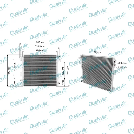 Condensador AC p/ J Deere 350G, 135G, 210G; Hitachi Zh200...