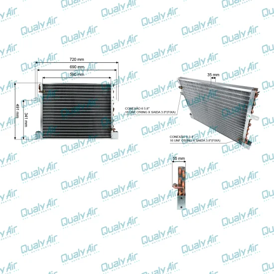 Condensador de AC p/ John Deere 8430 (Tubo Aleta)(Cobre)TYSM