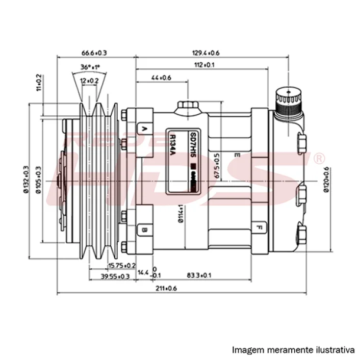 A/C Compressor Universal 7H15 2V 12V Vertical 8 Fix (GREEN)